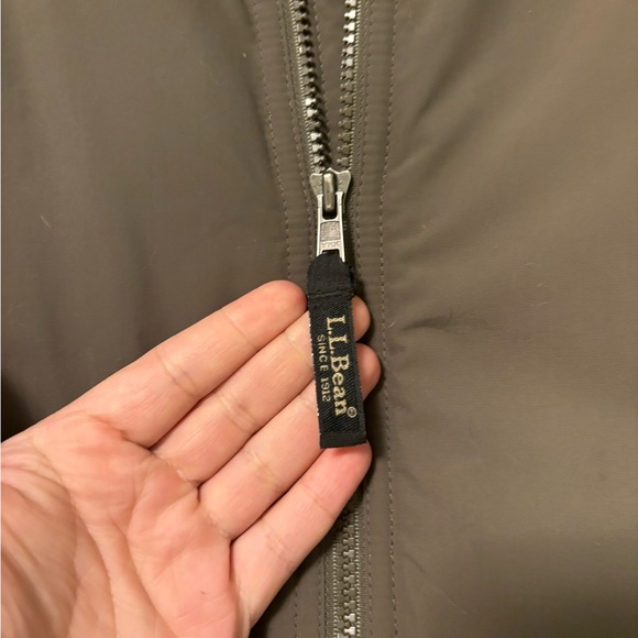 LL BEAN Men’s Taupe Brown Fleece Lined Zip Shelled Warm-Up Bomber Jacket Large - Picture 9 of 9